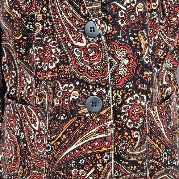 Madison Studio Women 8 Paisley Blazer Jacket Cotton Blend Velvet Look Boho Retro - Picture 5 of 12